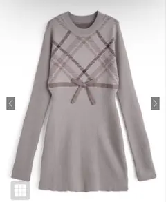 GRL グレイル チェック柄ニットミニワンピース ru1354 M量産型 長袖