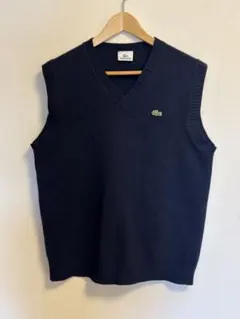 LACOSTE Vネック ニットベスト ネイビー