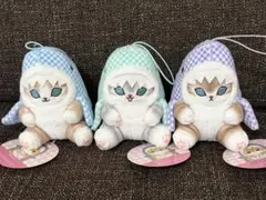 モフサンド ギンガムチェック サメにゃんマスコット　3点セット
