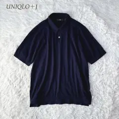 UNIQLO +J シルクコットン ニット ネイビー 半袖 ポロシャツ