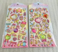 マジカルトゥインクルステッカー　キラキラシール　音符　ハート　2種　セット