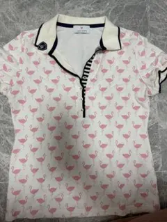 JUN & ROPE フラミンゴ柄ポロシャツ