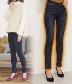 神戸レタス　スキニーデニム　裏起毛　インディゴブルー　サイズ3L