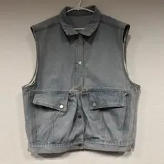 グレー ノースリーブ デニムジャケット　ベスト