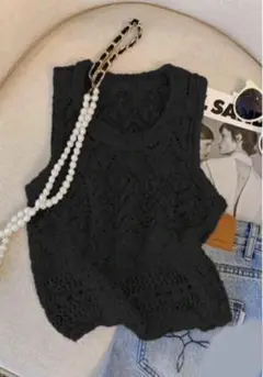 ニットベスト 透かし編み サマーニット 新品