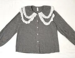 チェック柄 フリル襟 シャツ ブラウス