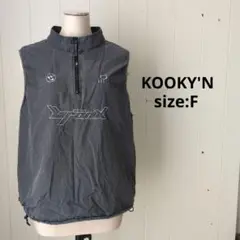 クーキー BRONX ハーフジップ スタンド カラーベスト チャコールグレー F