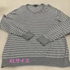 Gap グレー ストライプ Vネックセーター XL