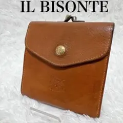 イルビゾンテ ニつ折り財布 がま口 ヌメ革 男女兼用レザー　さいふ　がまぐち