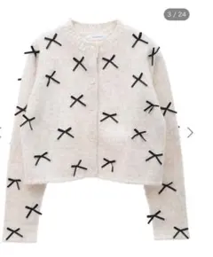 【試着のみ】Green parks アイボリーショート丈ニットカーディガン