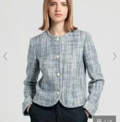 ツイードジャケット ノーカラージャケット