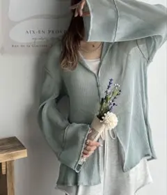 【Ｌサイズ】【美品】【24時間以内配送】シアー素材カーディガンブラウス