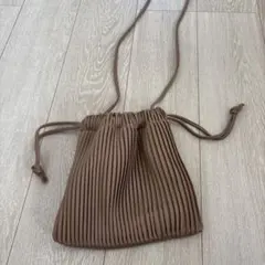 （美品）LOWRYS FARM ブラウン プリーツ ショルダーバッグ