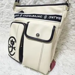 未使用級 カステルバジャック ショルダーバッグ ドミネ 家紋 黒 マルチ