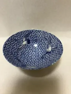 希少染付 鶴亀甲文 鉢 陶磁器 陶印あり11cmx5cm