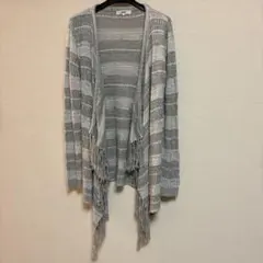OZOCオゾック★ロングニットカーディガン　フリンジ　薄手