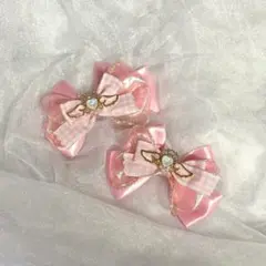 ピンクリボンヘアアクセサリー 2個セット量産型地雷系