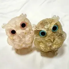 【新品未使用】天然石　フクロウ　オルゴナイト　大きめ 2個セット　置物