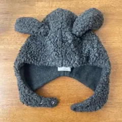 1+in the family うさぎ耳　ボア　ボンネット帽子　サイズ4 グレー