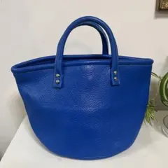 青色レザートートバッグ