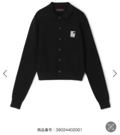 CABaNのコットンカシミヤ パールロゴポロカーディガン