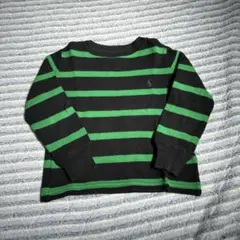 Polo Ralph Lauren 2/2T 黒緑ストライプTシャツ