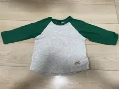 petit main 90cm グレーと緑のTシャツ　ロンT