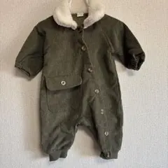 SHEIN コーデュロイロンパース 3-6M オリーブグリーン
