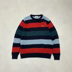 LACOSTE　ラコステ　ニット　セーター　ボーダー　マルチカラー　ロゴ
