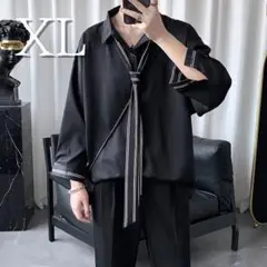 ストライプ ネクタイ シャツ トップス メンズ モード 韓国 秋服