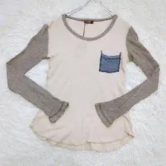 MR.OLIVE タグ付き未使用　ワッフル素材　長袖Tシャツ　シルク混　Sのサムネイル