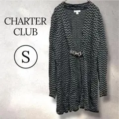 CHARTER CLUB コットンニット ロングカーディガン S 総柄 希少