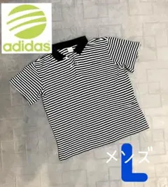 【処分価格】adidas neo 黒白 ボーダー 半袖 ポロシャツ L
