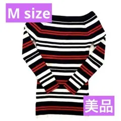 ボーダー柄 リブニット 長袖 Mサイズ
