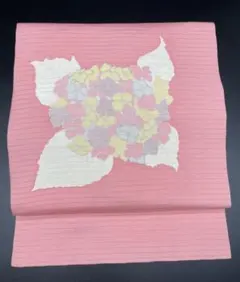 名古屋帯 洒落帯　高級　♢ 正絹　塩瀬　絽　花柄　型染　R414