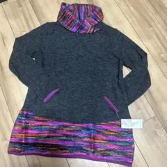 【LA MONET】グレーとカラフルなフード付きチュニック