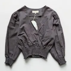 新品 タグ付【B:MING by BEAMS】長袖 カシュクールトップス 墨黒のサムネイル