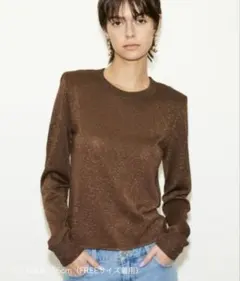 THROW by SLY グリッター ハイゲージ パディド クルーネックトップス