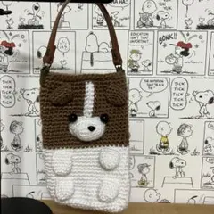 あみぐるみ　携帯ポーチ　ジャックラッセルテリア