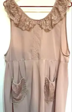 姫系　ロリータ風　レース付き　ベージュピンク　エプロンドレス　なりきりプリンセス