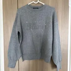 ビジュー付きグレーセーター Mサイズ