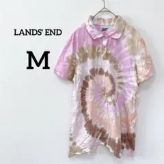 LANDS' END 【M】ランズエンド タイダイ柄ポロシャツ ピンク