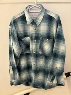 オンブレフランネルシャツ / ネルシャツ ブルー・グリーン系 L相当