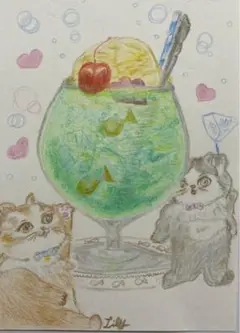 色鉛筆画猫さん　原画