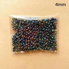 ガラスシードビーズ　470個　4mm　ラスター　現品　P128