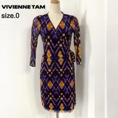 VIVIENNE TAM 花柄 ラップワンピース ネイビー サイズ0 - メルカリ