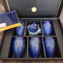 ぶどう銀彩 湯飲み5個セットと小皿5枚とトレイ5枚　華翔　おもてなし