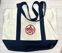 TRADER JOE'S トートバッグ ベージュ ネイビー アメリカ　スーパー