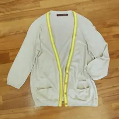 COMPTOIR DES COTONNERSイエローライン七分袖カーディガンＳ