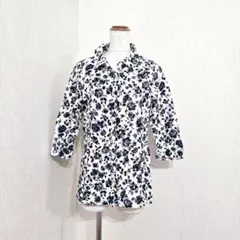 マリサグレース　花柄シャツ　サイドスリット　綿100%　日本製